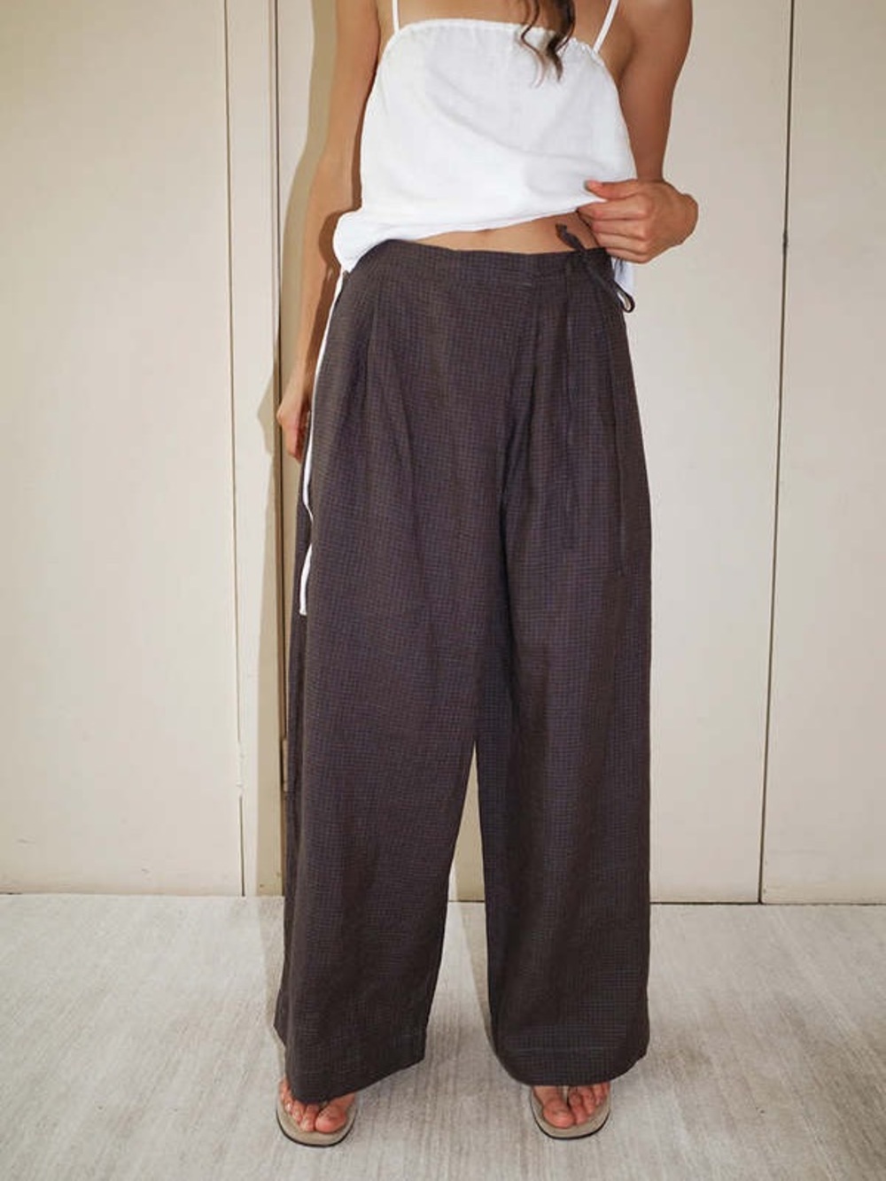 Wide Leg Casual Pants in Dark Charcoal